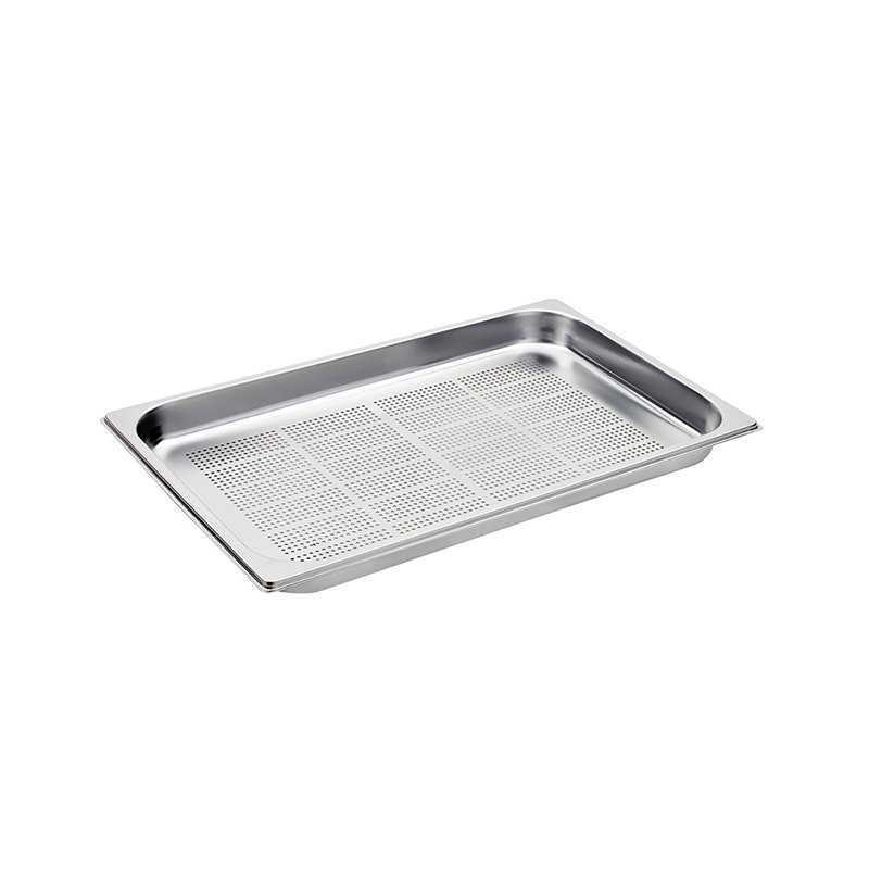 Bassine en acier inox format GN 1/1 avec fond perforé - hauteur 40 mm