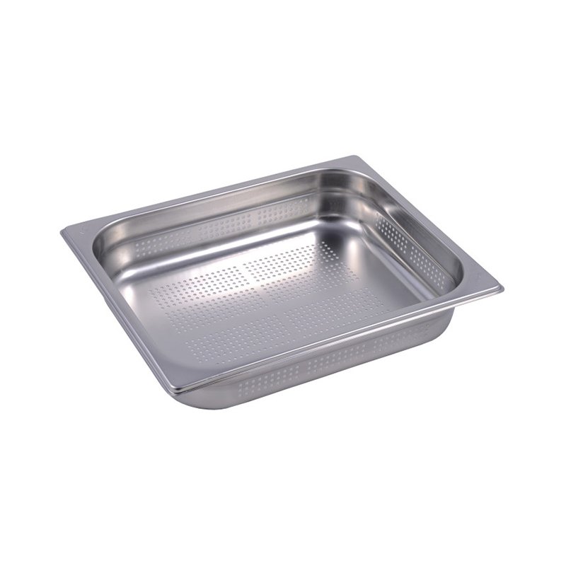 Bassine en acier inox format GN 1/2 avec fond perforé - hauteur 65 mm