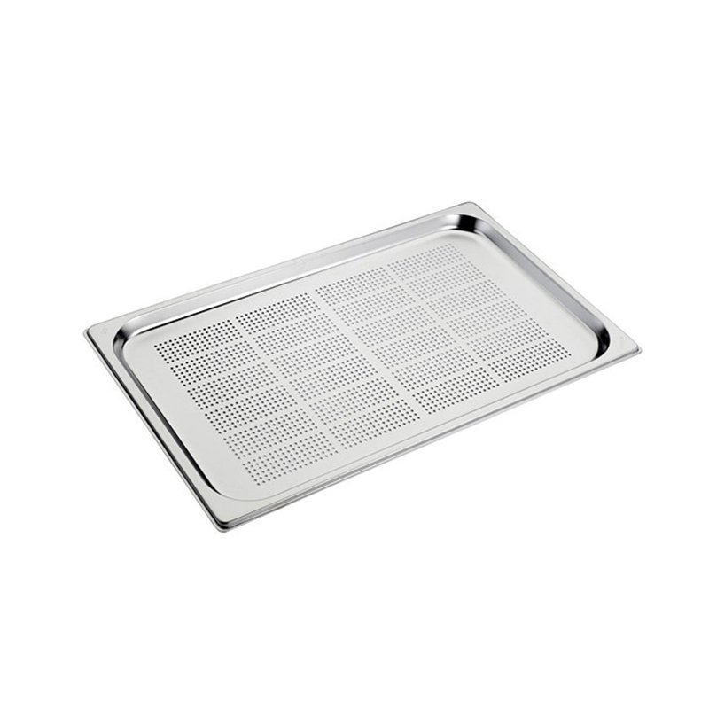 Bassine en acier inox format GN 2/1 avec fond perforé - hauteur 20 mm