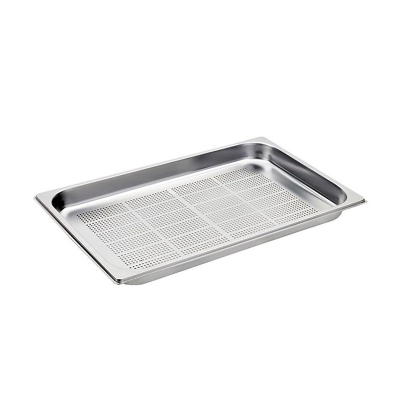 Bassine en acier inox format GN 2/1 avec fond perforé - hauteur 40 mm