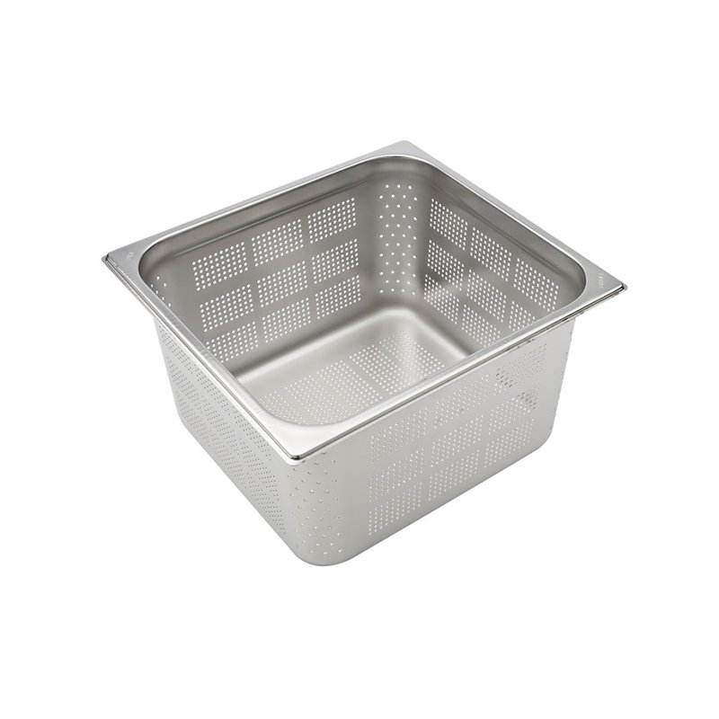 Bassine en acier inox format GN 2/3 avec fond et côtés perforés - hauteur 200 mm