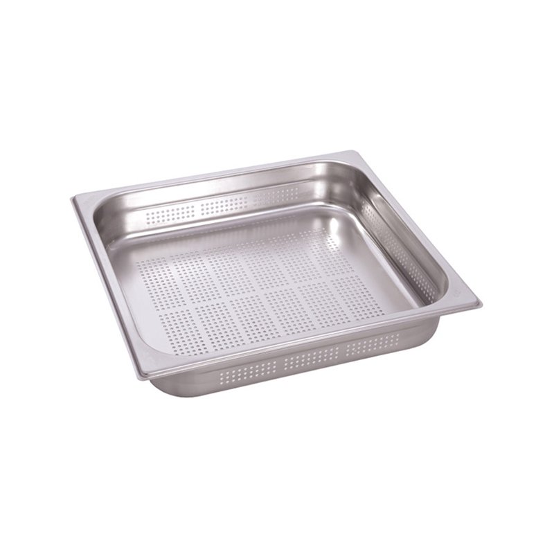 Bassine en acier inox format GN 2/3 avec fond perforé - hauteur 65 mm