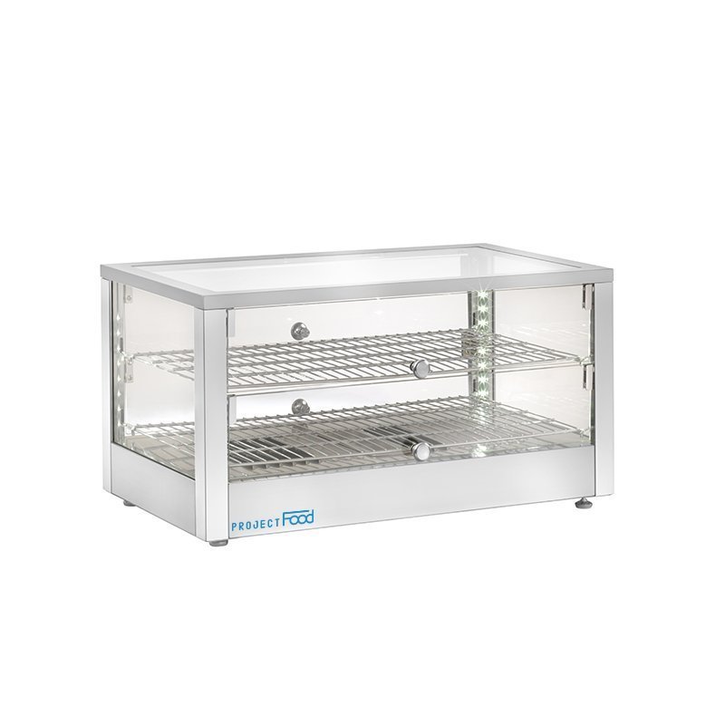 Vitrine chauffante de banc L 70 cm avec 2 étages