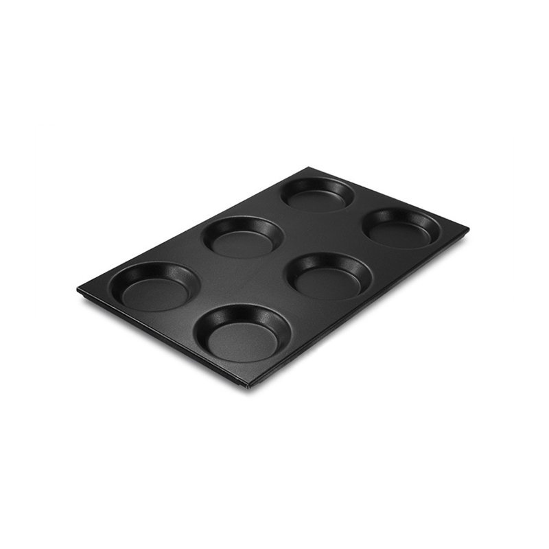 Plaque pour 6 frittatine Ø 12 cm en aluminium format GN 1/1