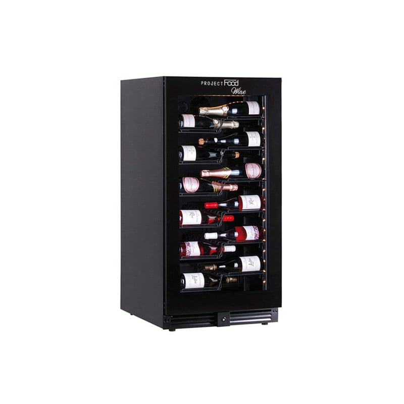 Cave à vin premium mono température à réfrigération ventilée pour 68 bouteilles - grilles en métal à Z