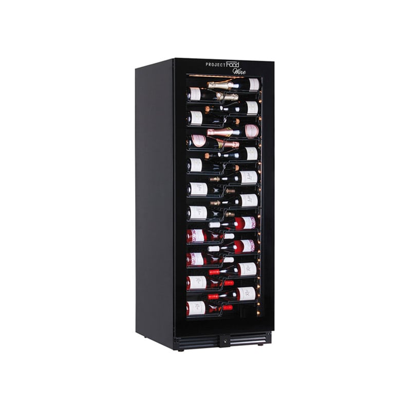 Cave à vin premium mono température à réfrigération ventilée pour 116 bouteilles - grilles en métal à Z