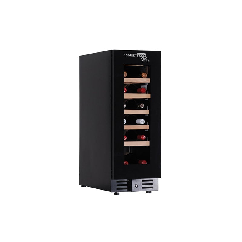 Cave à vin premium mono température à réfrigération ventilée pour 18 bouteilles - étagères en bois
