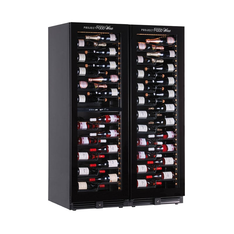 Cave à vin premium triple température à réfrigération ventilée pour 244 bouteilles - grilles en métal à Z