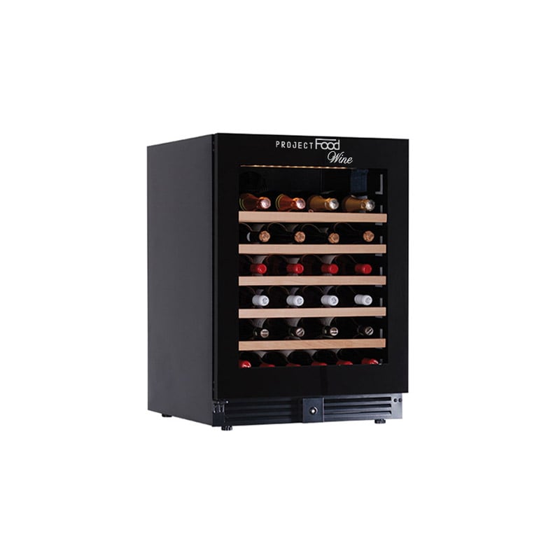 Cave à vin premium mono température à réfrigération ventilée pour 52 bouteilles - étagères en bois
