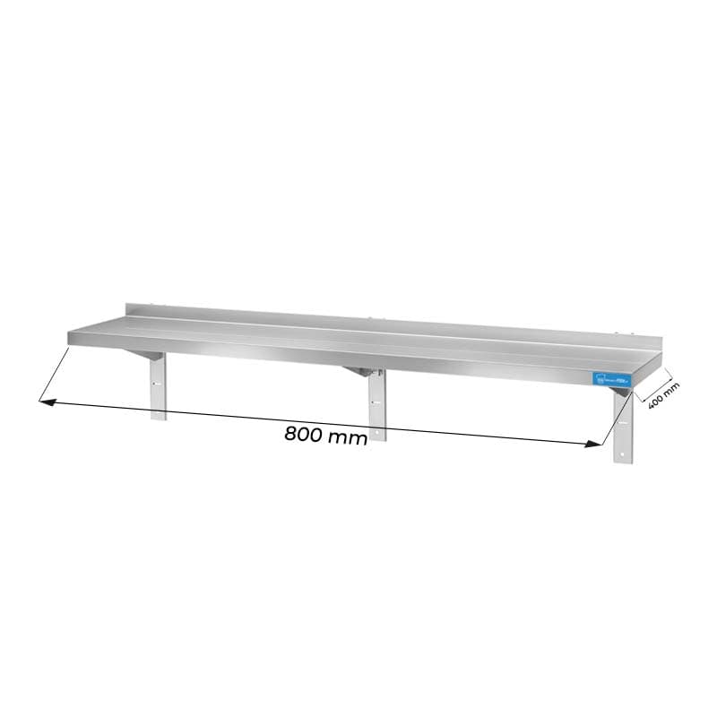 Étagère simple en acier inoxydable L800xP400xH350 mm - ligne premium