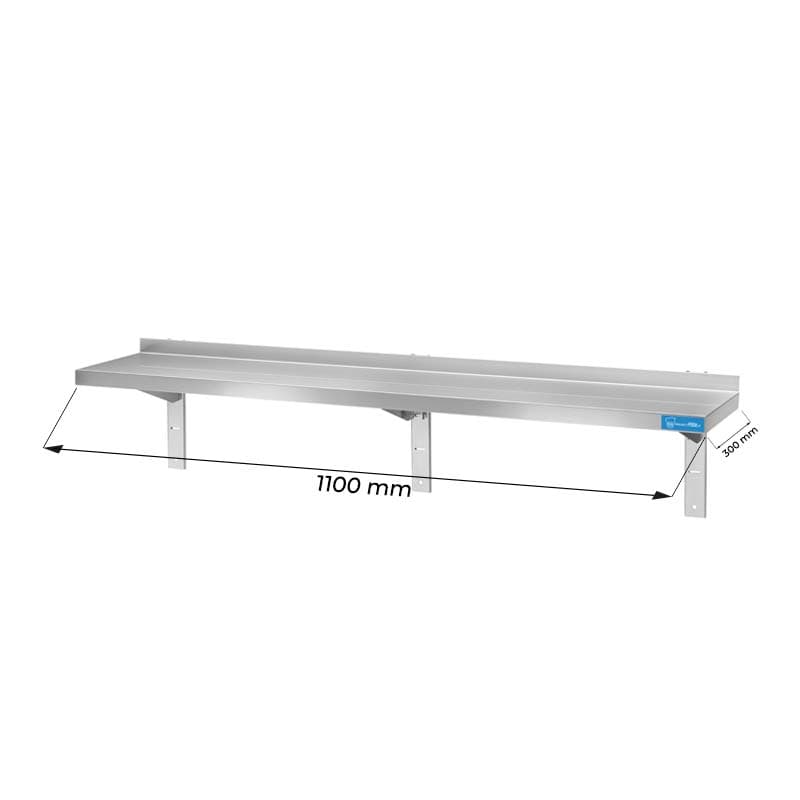 Étagère simple en acier inoxydable L1100xP300xH350 mm - ligne premium