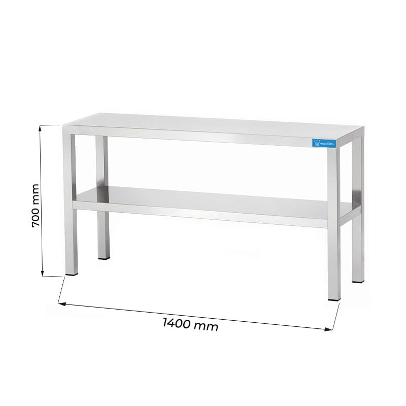 Étagère à poser double, en acier inoxydable L1400xP350xH700 mm - ligne basic