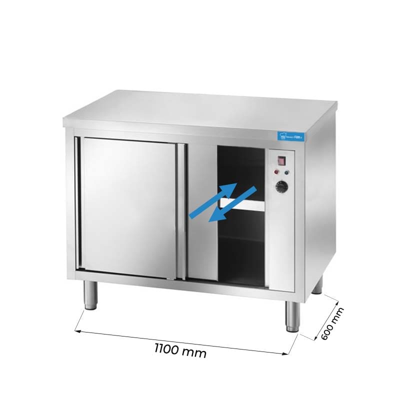 Table de Travail chaufée coulissante en acier inoxydable L1100xP600xH850 mm - ligne basic