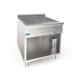 Bain-marie professionnel électrique avec cuve pour 1 bassin GN 1/1 + 2 bassins 1/3 sur compartiment à jour