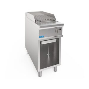 Grille de pierre de lave à gaz simple sur compartiment à jour avec grille pour la viande