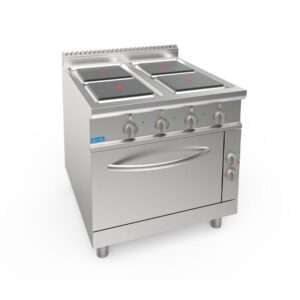 Plaque de cuisson électrique 4 plaques de 4 kw 300x300 mm sur four électrique GN 2/1 puissance 5,48 kw