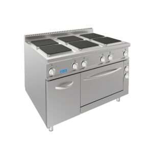 Plaque de cuisson électrique 6 plaques de 4 kw 300x300 mm sur four électrique GN 2/1 puissance 5,48 kw