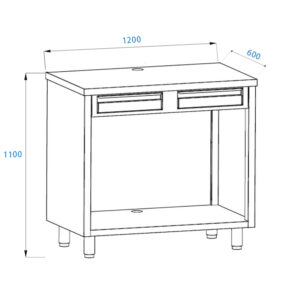 Module machine à café avec clapets et tiroir de L1200xP600xH1100 mm