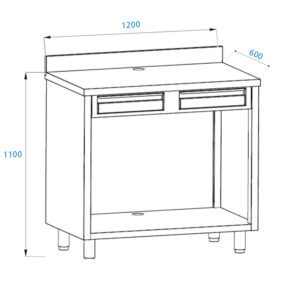 Module machine à café avec clapets et tiroir et dosseret de L1200xP600xH1100 mm