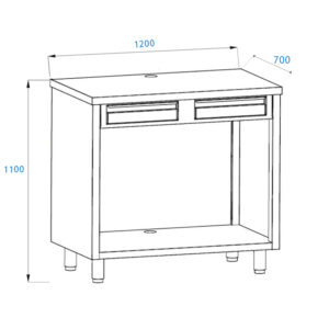 Module machine à café avec clapets et tiroir de L1200xP700xH1100 mm