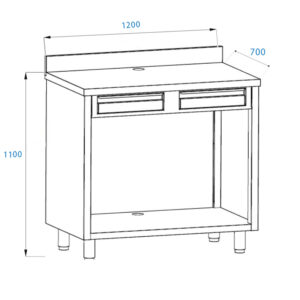 Module machine à café avec clapets et tiroir et dosseret de L1200xP700xH1100 mm