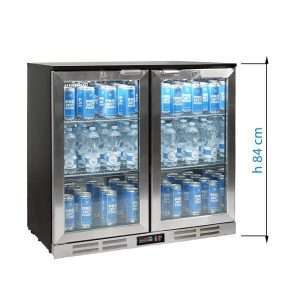 Réfrigérateur de comptoir/arrière-bar pour boissons avec deux portes battantes, hauteur 84 cm - température de 0°C à +10°C