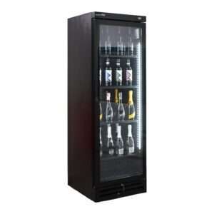 Cave à vin complète en option pour 126 bouteilles à réfrigération statique avec agitateur - grilles plastifiées noires