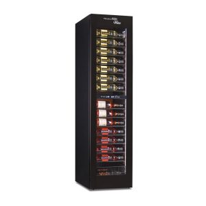 Cave à vin premium double température à réfrigération ventilée pour 105 bouteilles - grilles en métal noir