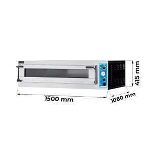 Four à pizza électrique à chambre simple pour 6 pizzas Ø 40 cm |  4 plaques EN 60x40 - développement en largeur - série GLASS