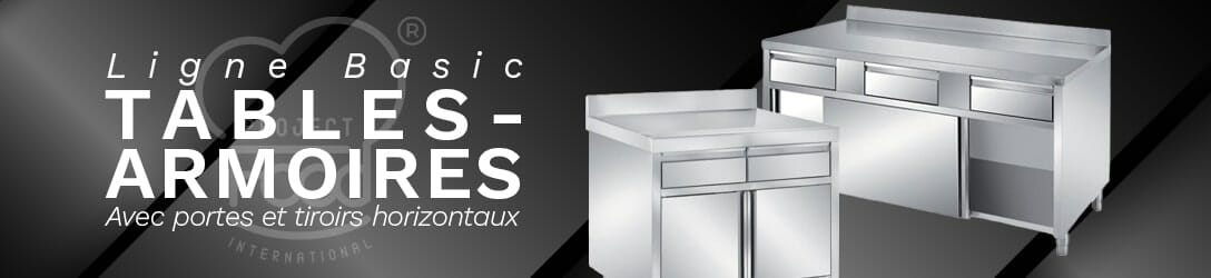 TABLES-ARMOIRES AVEC PORTES ET TIROIRS HORIZONTAUX
