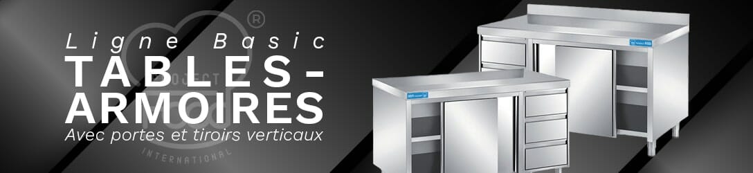 TABLES-ARMOIRES AVEC PORTES ET TIROIRS VERTICAUX