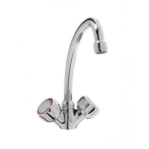 Robinet monotrou avec robinet rond et bouche de distribution "C" de 18 cm