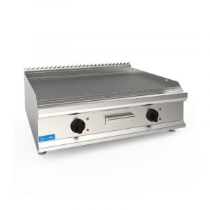Fry-Top professionnel de table électrique avec plaque double rayée
