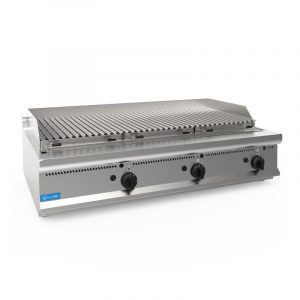 Grille de pierre de lave de table triple à gaz avec grille à viande