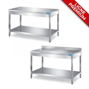 TABLES INOX AVEC ÉTAGÈRE DE FOND