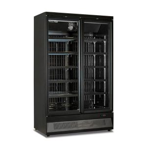 Réfrigérateur mural noir no frost L 125 cm avec portes battantes et temp de -18°C à -22°C - série MR