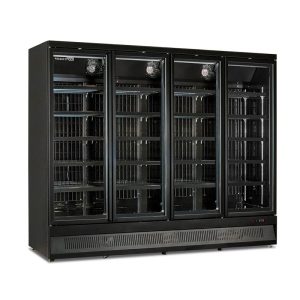 Réfrigérateur mural noir ventilé L 250 cm avec portes battantes et température de 0°C à +10°C - série MR