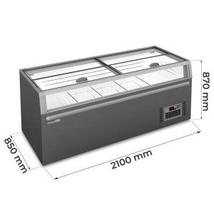Congélateurs Îles supermarché panoramique statique avec dégivrage automatique et température de +10°C à -22°C - capacité 900 lt