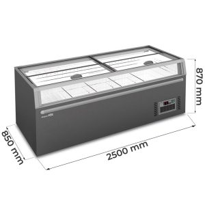 Congélateurs Îles supermarché panoramique statique avec dégivrage automatique et température de +10°C à -22°C - capacité 1105 lt