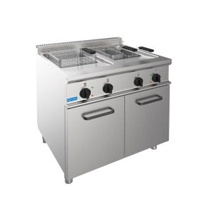 Friteuse professionnelle électrique sur meuble avec cuve double de 17 lt + 17 lt