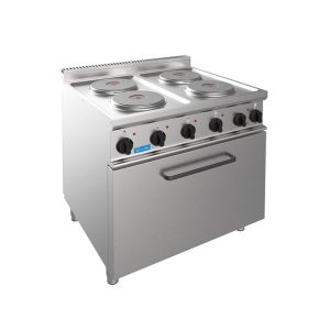 Plaque de cuisson électrique 4 plaques de 2,6 kw Ø 220 mm sur four électrique GN 2/1 puissance 5,48 kw