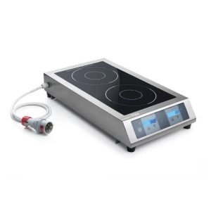 Plaque à induction triphasée à 2 zones surface inductive de Ø 12 à 28 cm - puissance 3500 + 3500 watts