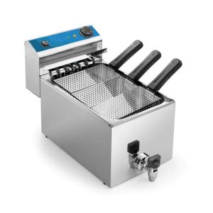 Cuiseur à pâtes électrique de table avec cuve de 8 litres complet de n°3 paniers et robinet - puissance 6000 watts