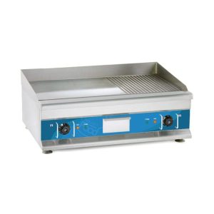 Fry top électrique de table à double zone de cuisson avec plaque lisse + rayée - puissance 6000 watts