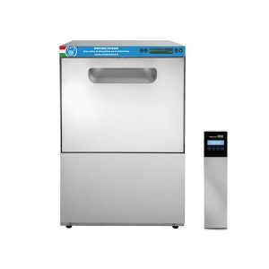 Lave-verres électronique à OSMOSE INVERSE monophasé avec panier 40x40 cm complète de doseur de rinçage et détergent