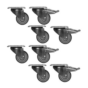 Kit composé de 8 roues dont 4 avec frein à monter