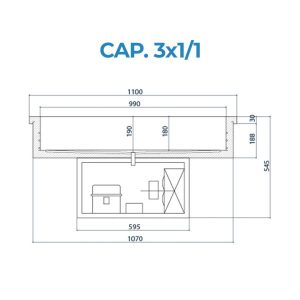 Cuve réfrigérée (temp. de -5°C à +5°C) à encastrer pour 3 bassins GN 1/1 à réfrigération statique et groupe intégré – Image 2