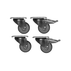 Kit 4 roues avec frein ø 50 mm à monter – Image 1