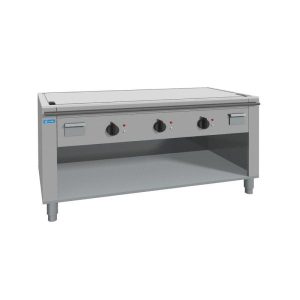 Plaque teppanyaki chromée électrique sur base avec 3 zones de cuisson - longueur 1400 mm