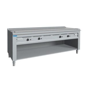 Plaque teppanyaki chromée à gaz sur base avec 4 zones de cuisson - longueur 1600 mm